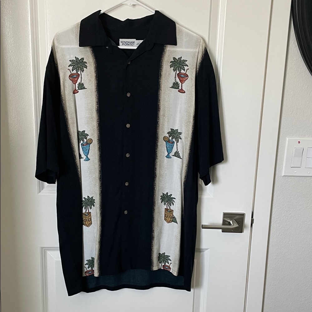 Tropical Vibes Black and White Men's Shirt